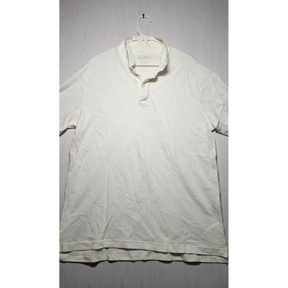 Eddie Bauer Polo Shirt Men’s Large Plain White Short Sleeve New Without Tags - Picture 1 of 3